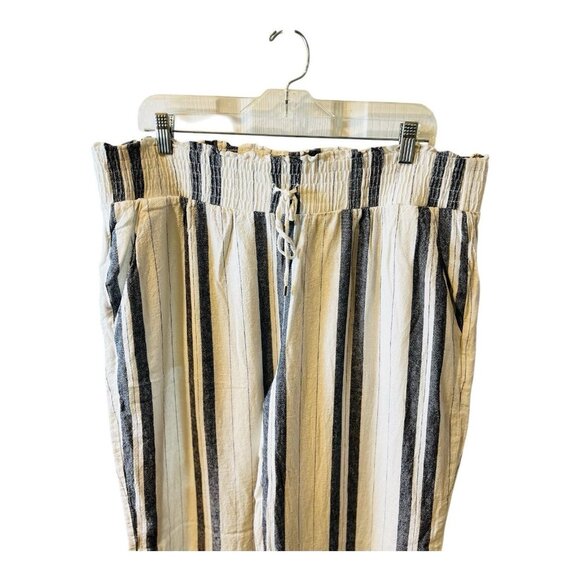 Land 'n Sea Women’s Black Wide Striped Linen Blend Wide Leg Pants Size XL - Picture 2 of 8